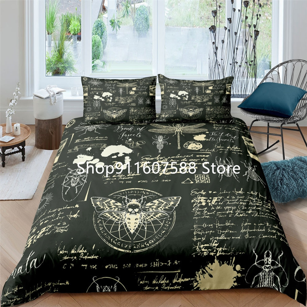 Gothic Black Death Moth Bedding Set