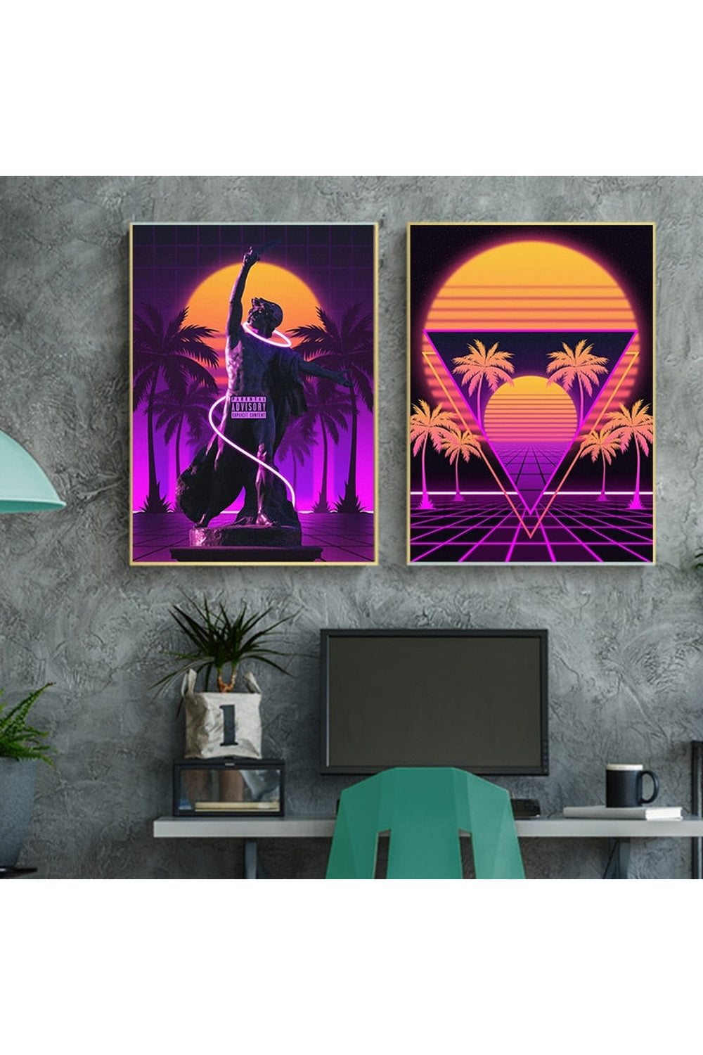 Neon Night Cityscape Posters