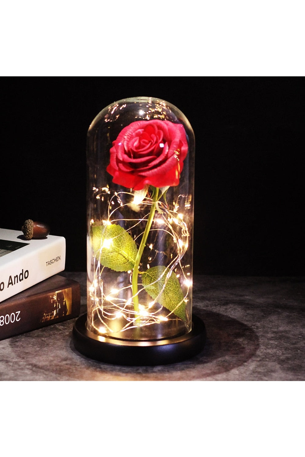 LED Illuminated Enchanted Rose Lamp