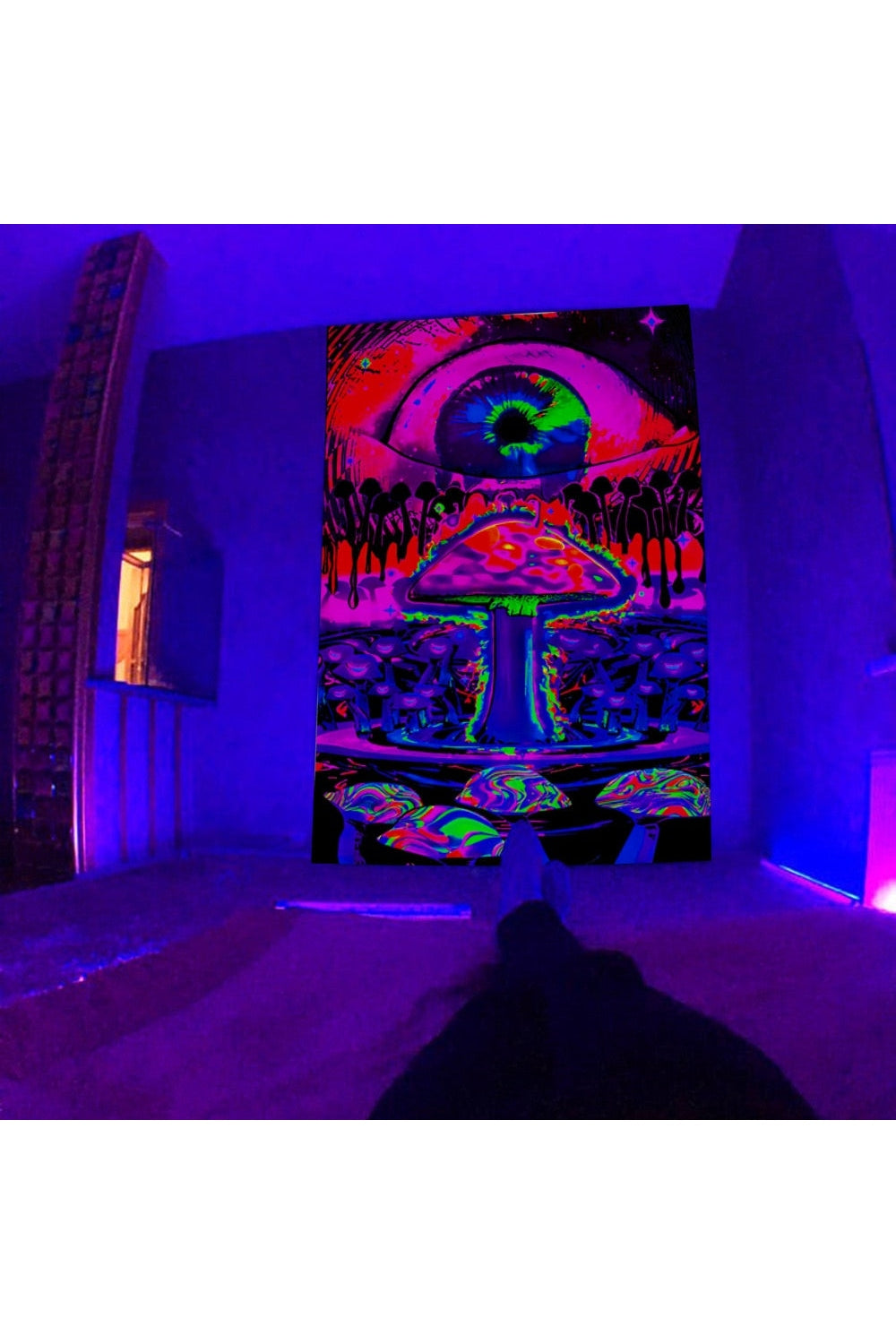 Fluorescent Skull Tapestry Art