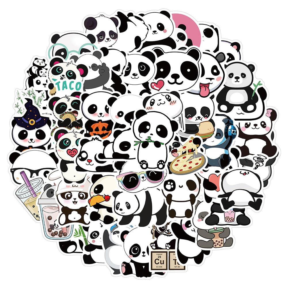 Kawaii Panda Laptop Stickers