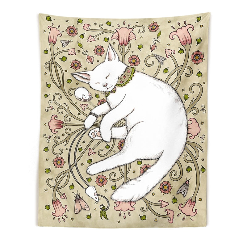 Coquette Cute Cat Tapestry