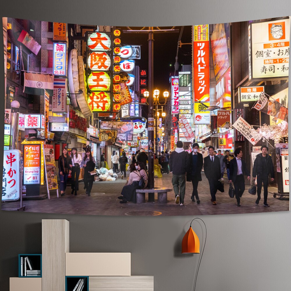 Tokyo Nightlife Inspired Tapestry