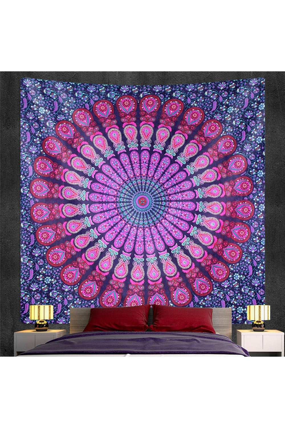 Gradient Trippy Mandala Tapestry