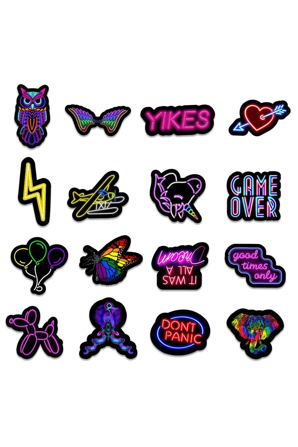 Neon Light Graffiti Themed Stickers