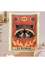 Weirdcore Demonic Raccoon Tapestry