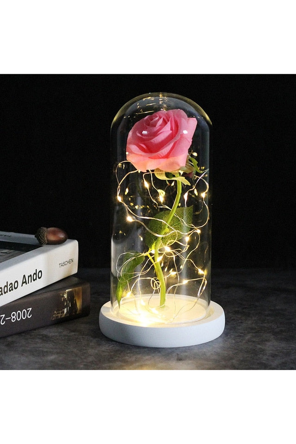 LED Illuminated Enchanted Rose Lamp