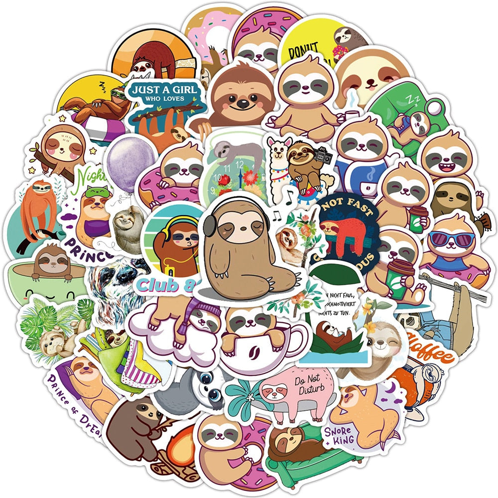 Kawaii Sloths Laptop Stickers