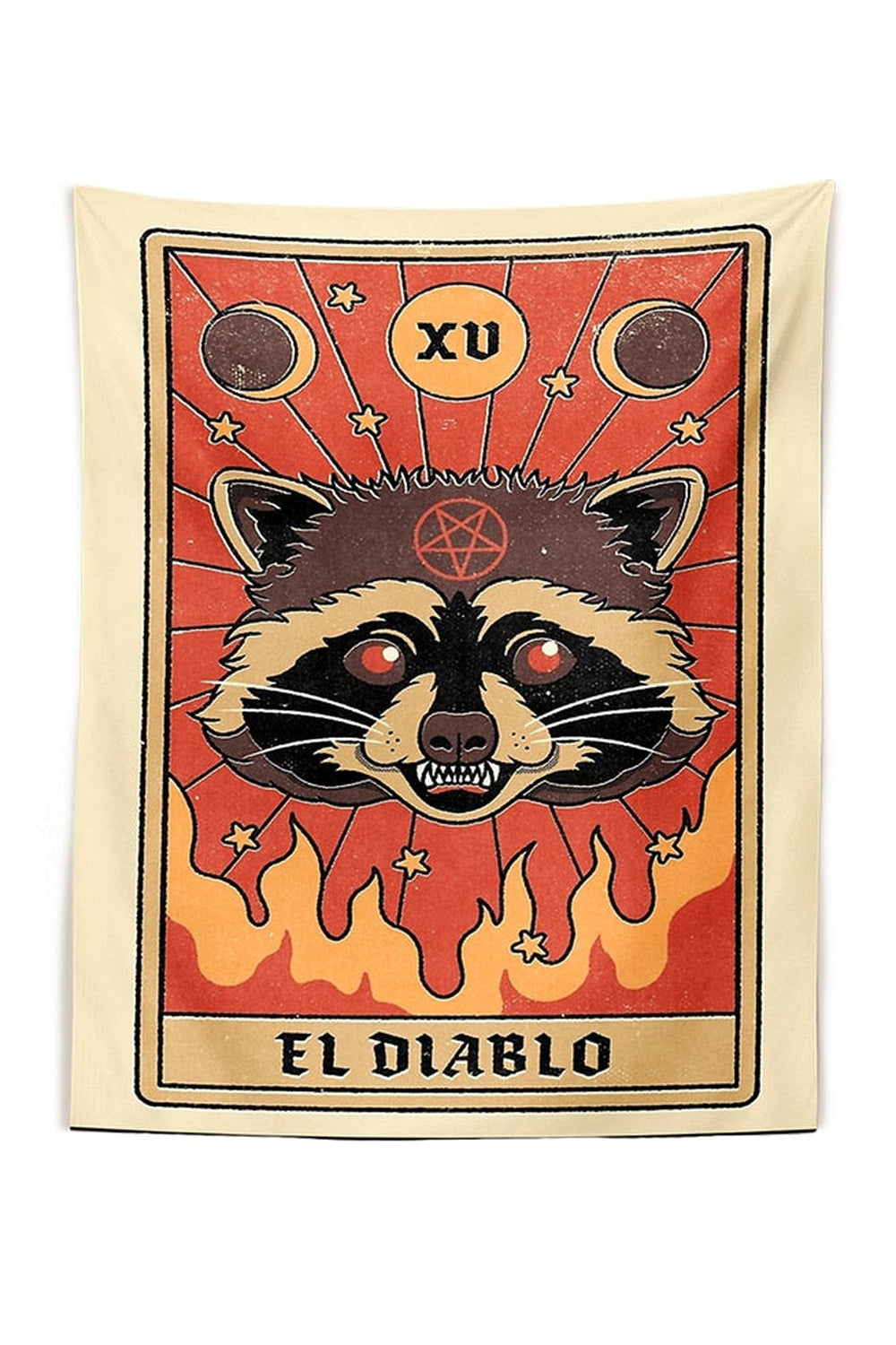 Weirdcore Demonic Raccoon Tapestry