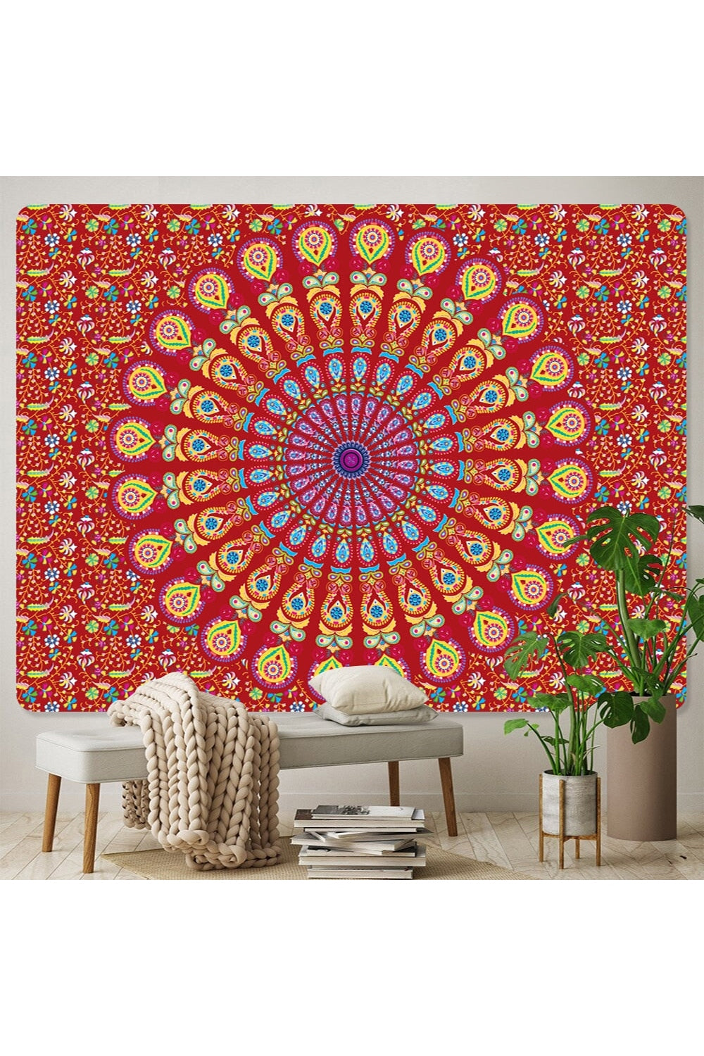 Gradient Trippy Mandala Tapestry