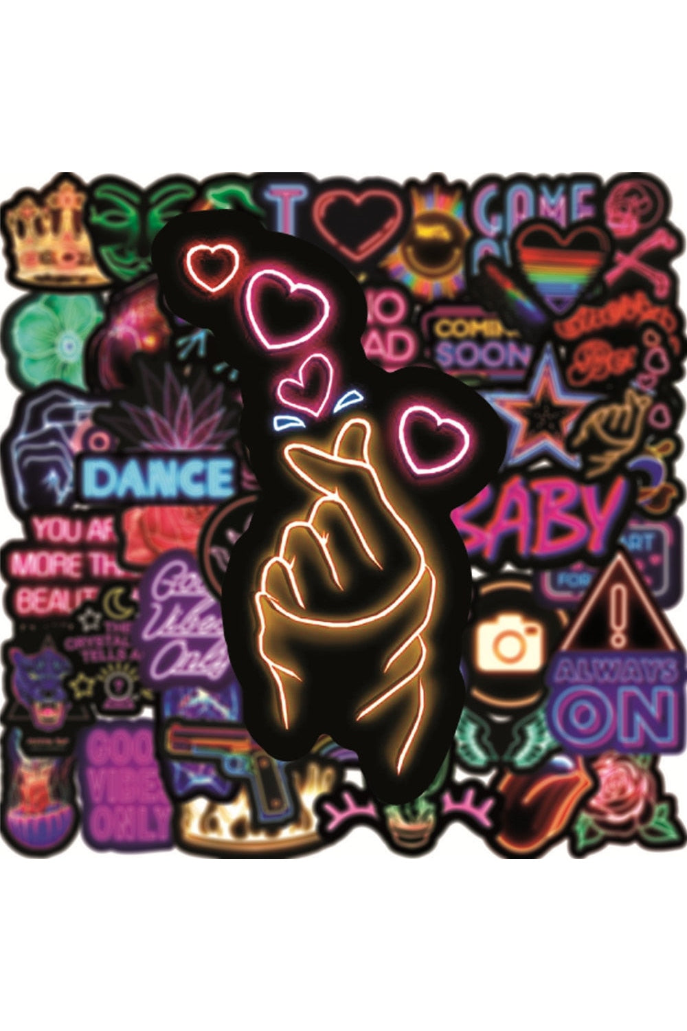 Graffiti Style Neon Scrapbooking Stickers