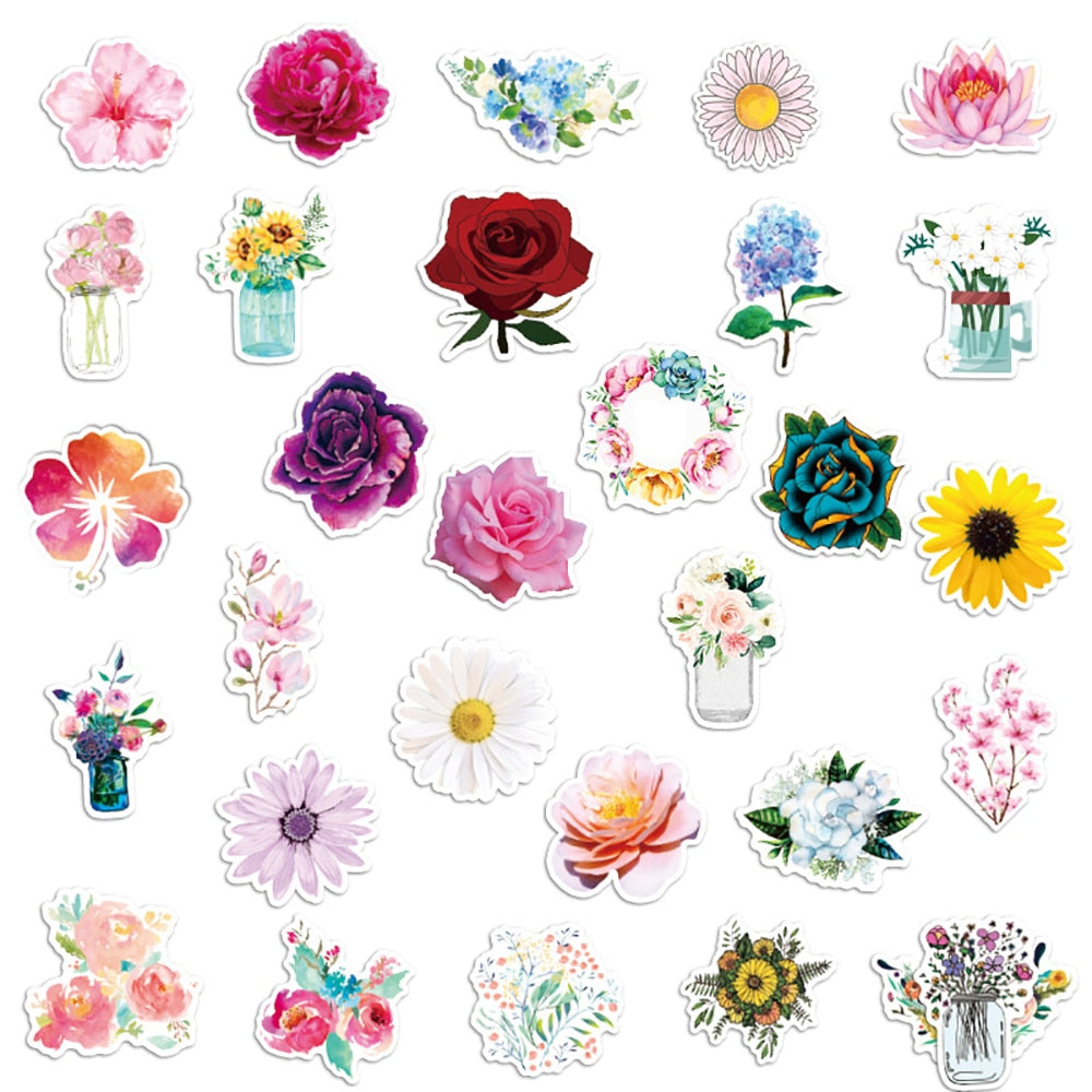 Preppy Pretty Flowers Stickers