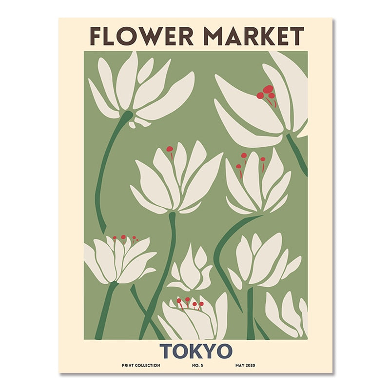 Cottagecore Flower Market Canvas Poster