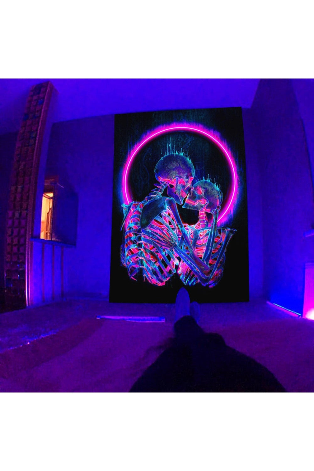 Fluorescent Skull Tapestry Art