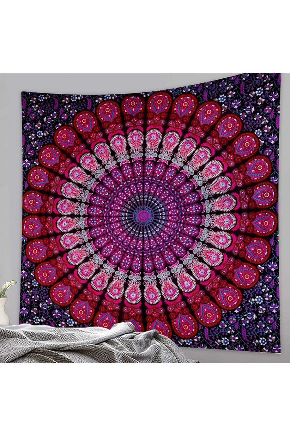 Gradient Trippy Mandala Tapestry