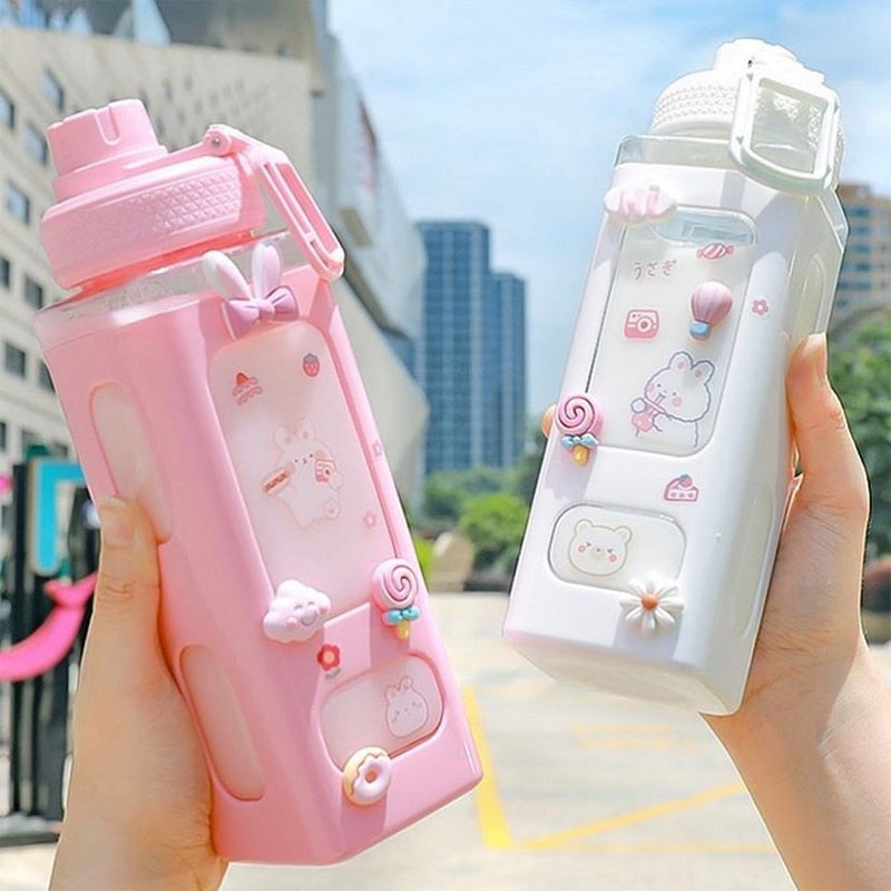 Kawaii Pastel Square Water Bottle