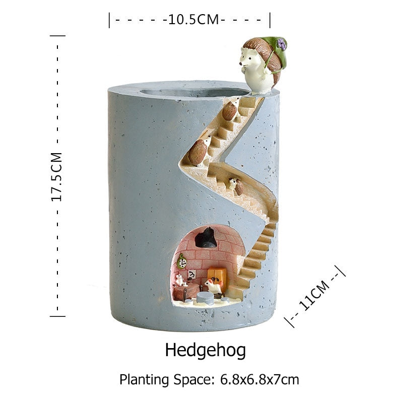 Hedgehog Figurine Planter Pot