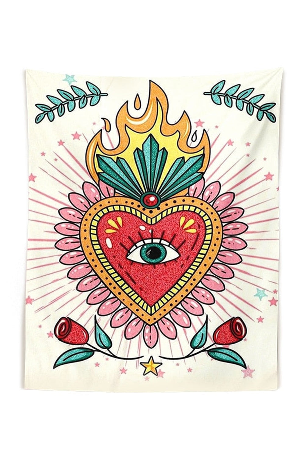 Floral Heart Psychedelic Tapestry