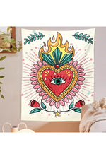 Floral Heart Psychedelic Tapestry