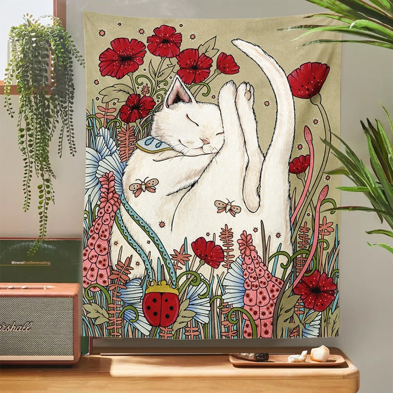 Coquette Cute Cat Tapestry