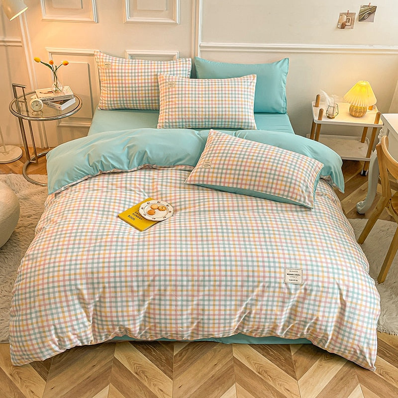 High-Quality Plaid Queen Bedding Set