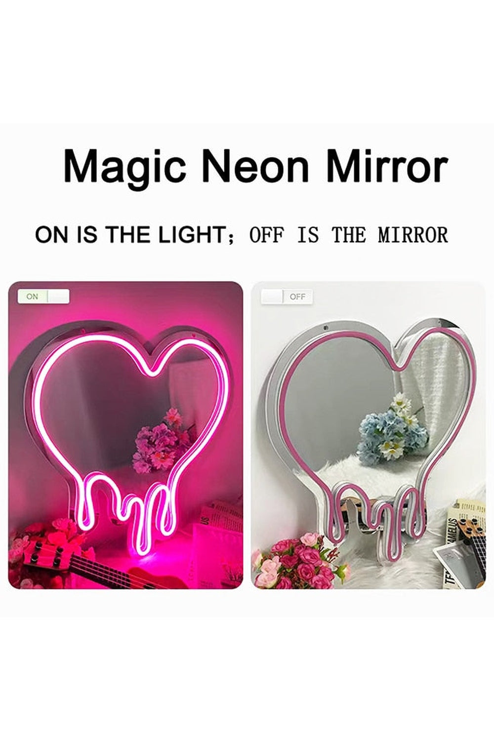 Heart Shaped Neon Vanity Mirror