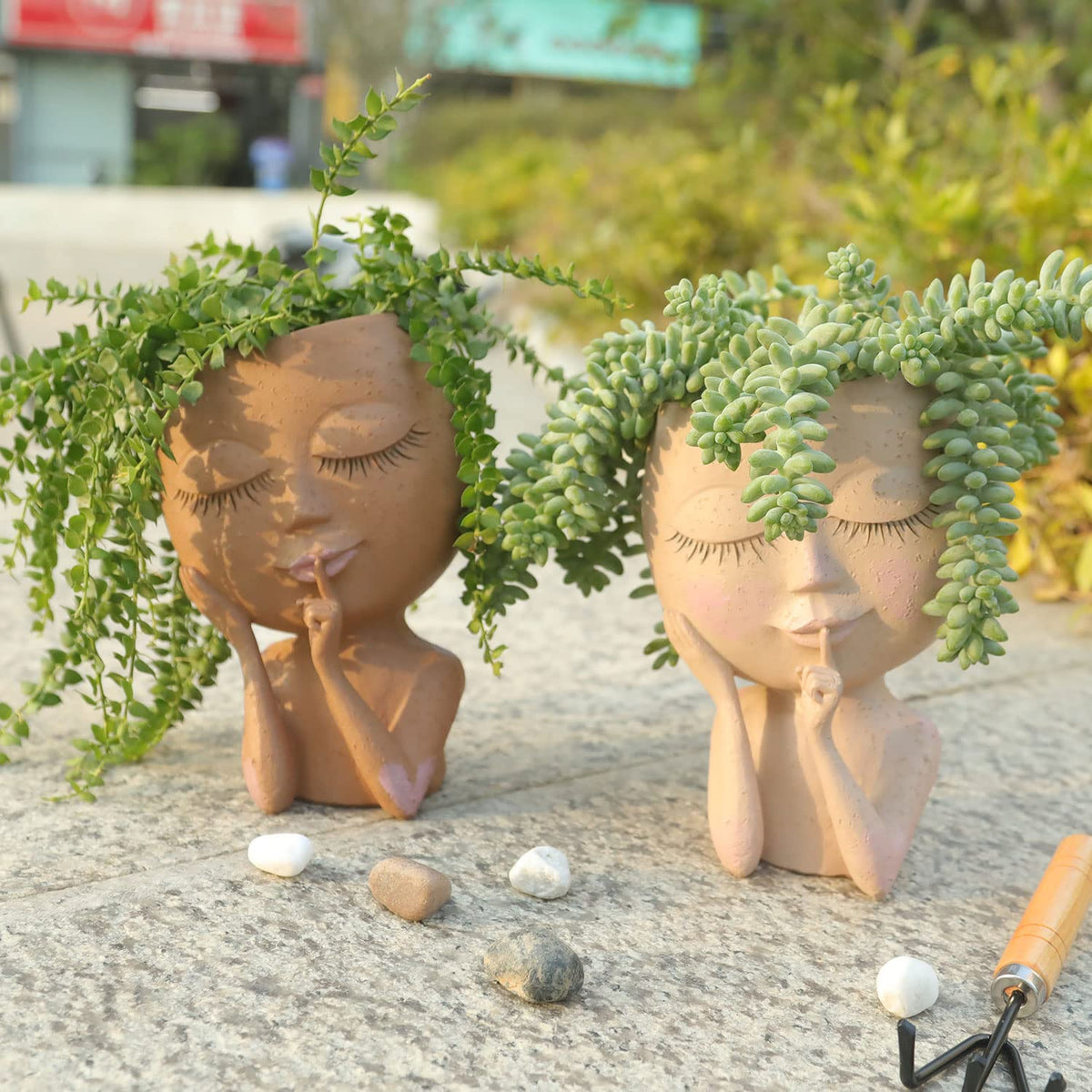 Resin Head Succulent Planter