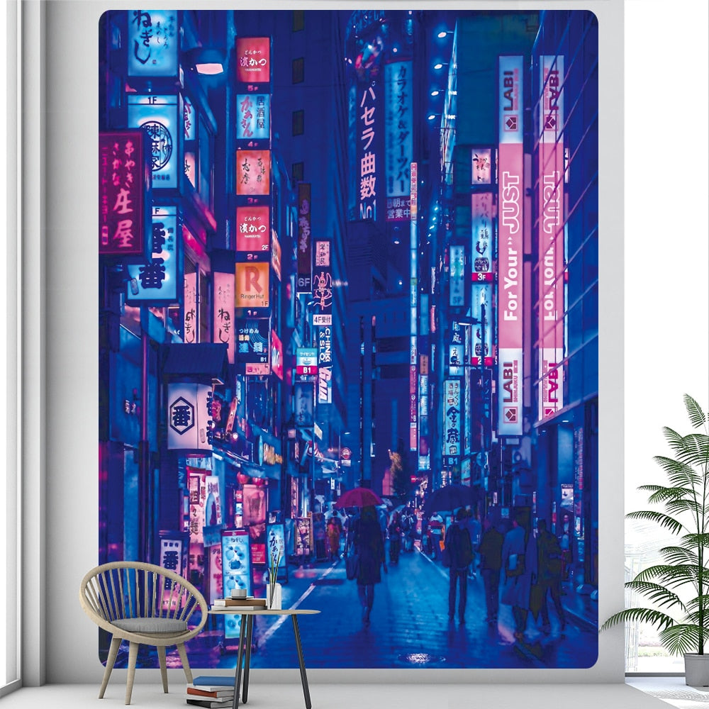 Tokyo Nightlife Inspired Tapestry