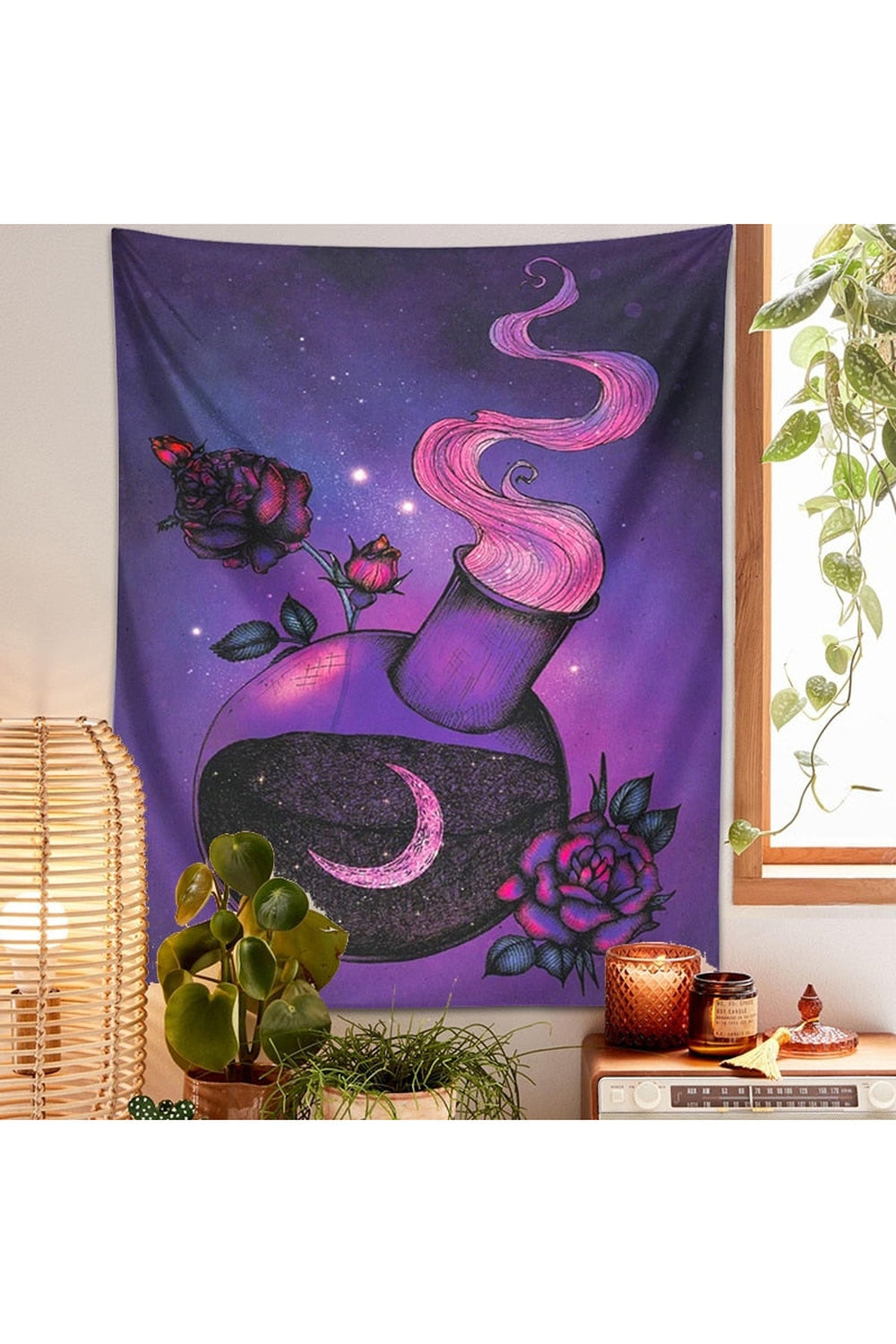 Ethereal Trippy Rose Magic Tapestry