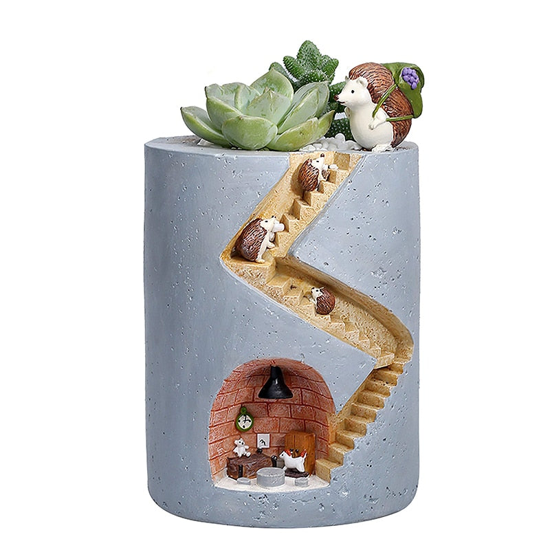 Hedgehog Figurine Planter Pot