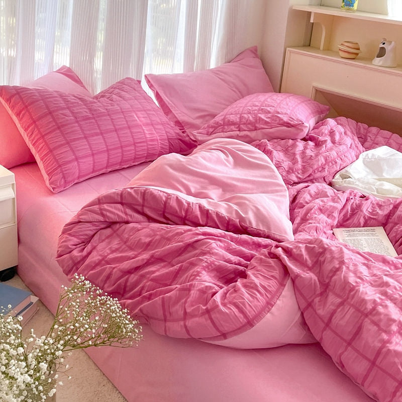 Princess Pink Seersucker Bedding Set