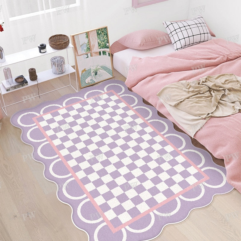 Soft Checkered Plush Rug