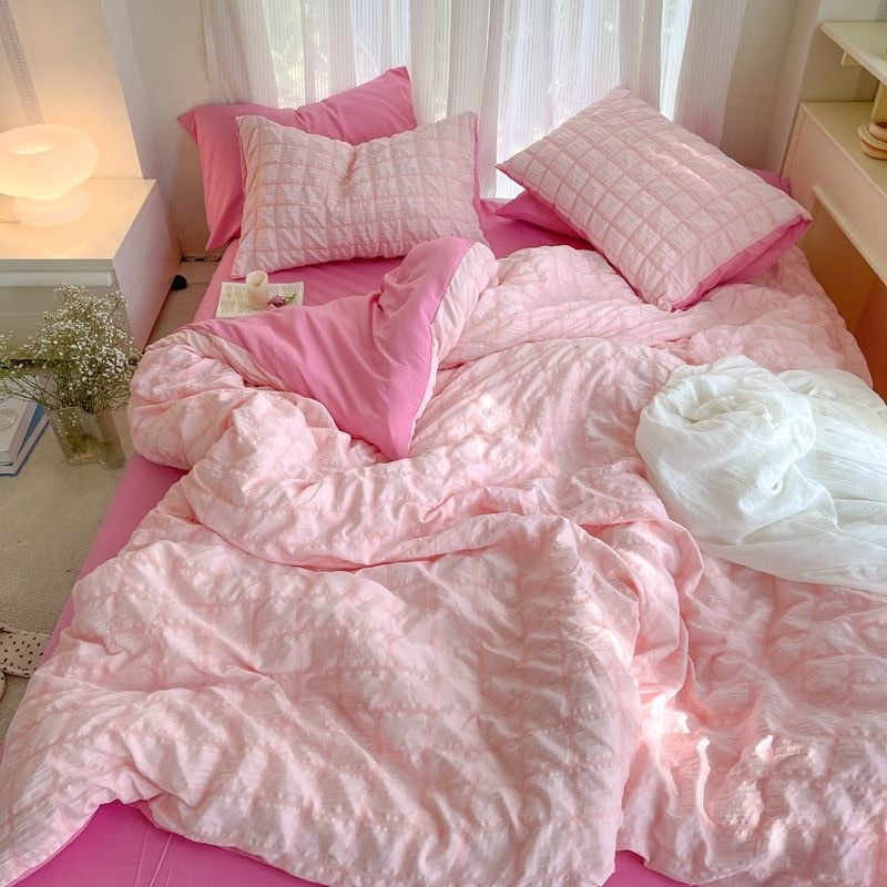 Princess Pink Seersucker Bedding Set