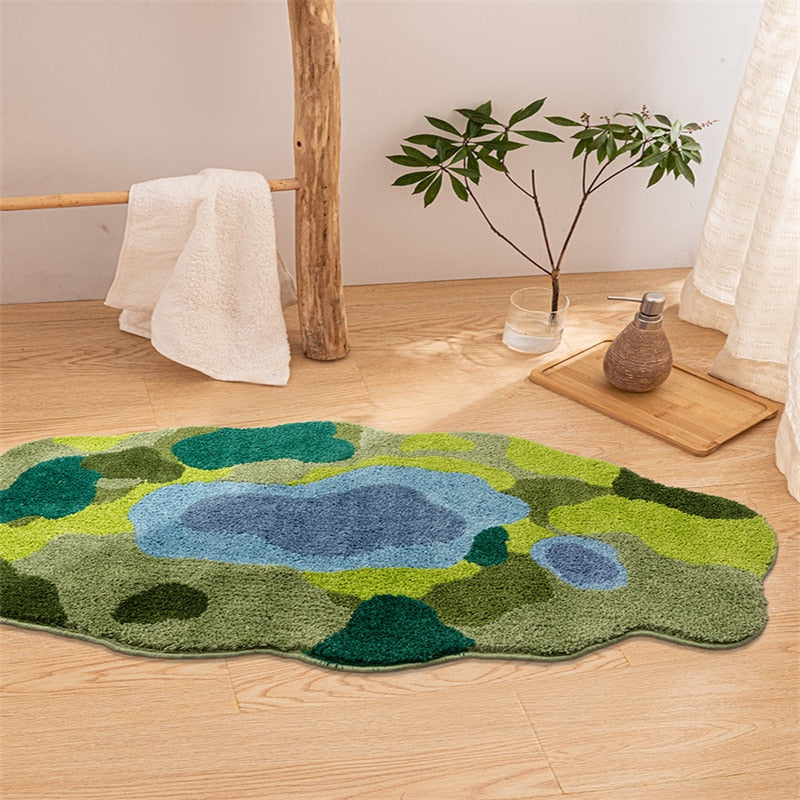 Natural Green Moss Bedroom Rug