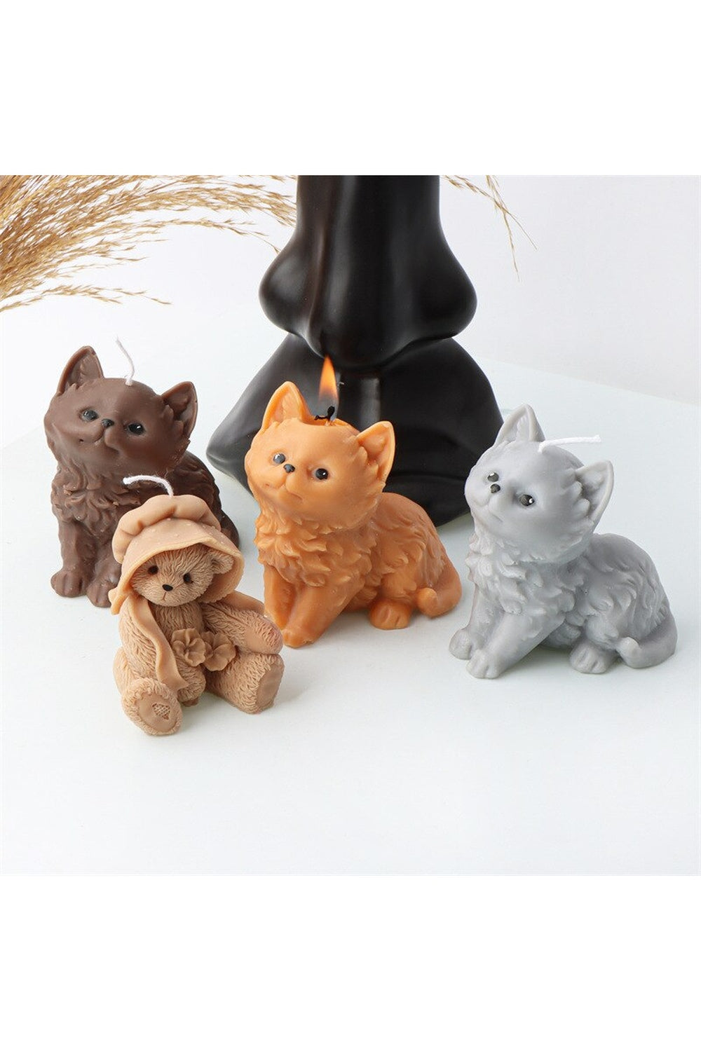 Cat & Bear Plaster Candle Mold