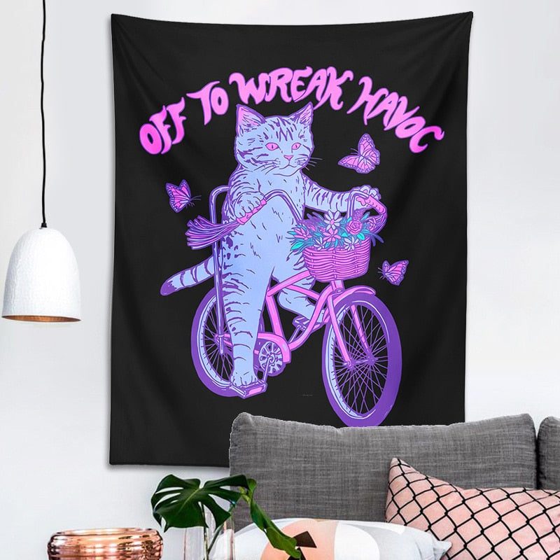 Grunge Cute Cat Tapestry