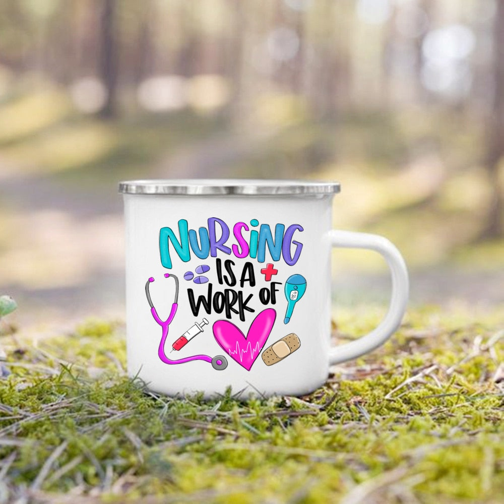 Nurse Life Themed Enamel Mug