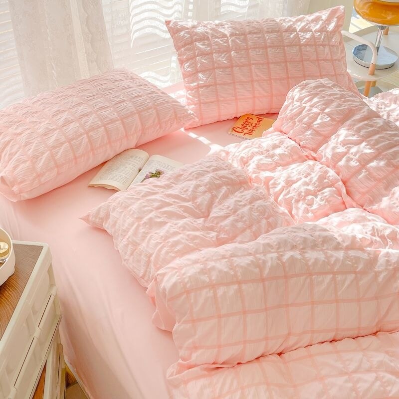 Princess Pink Seersucker Bedding Set