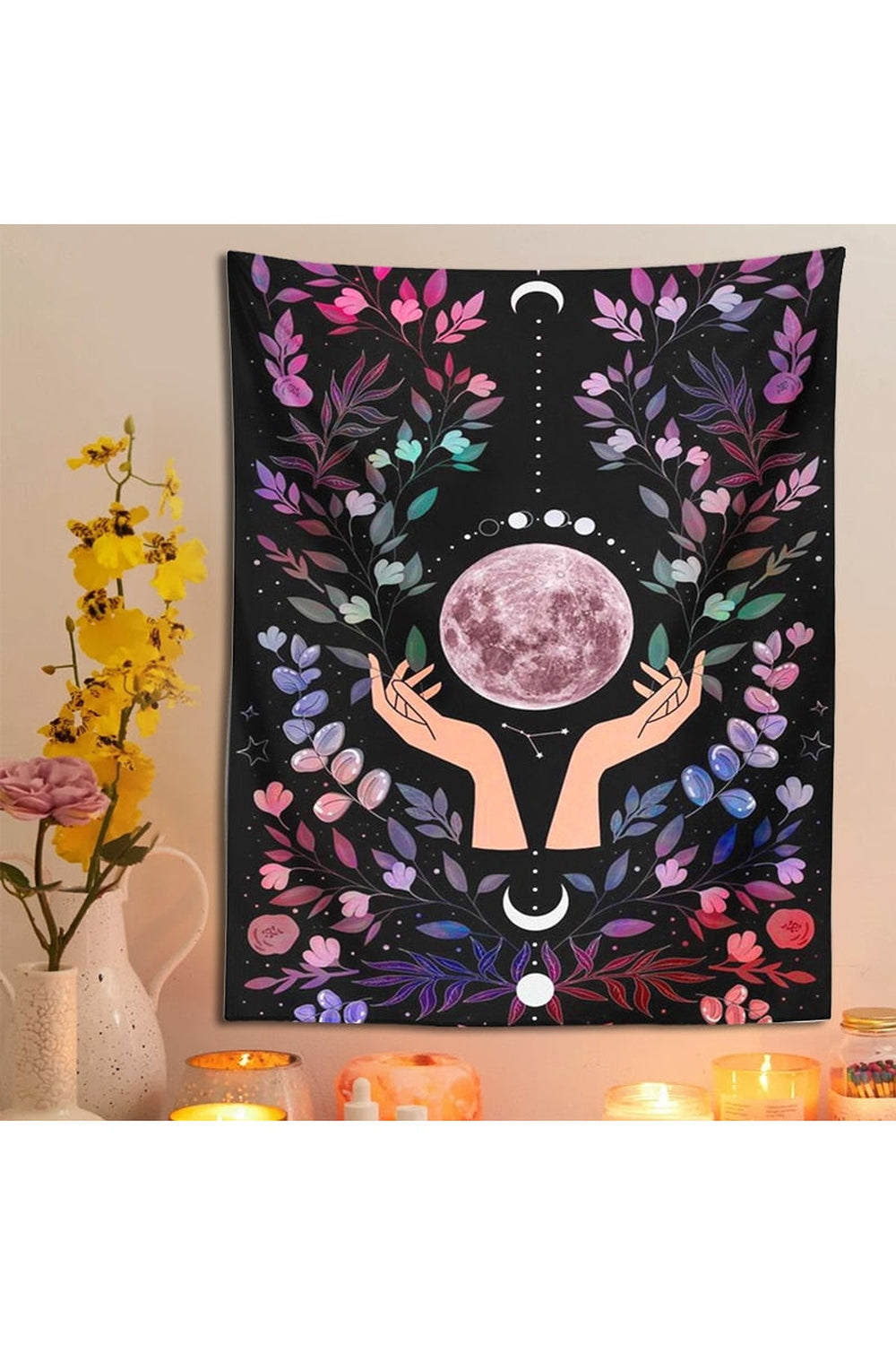 Botanical Moon Occult Tapestry