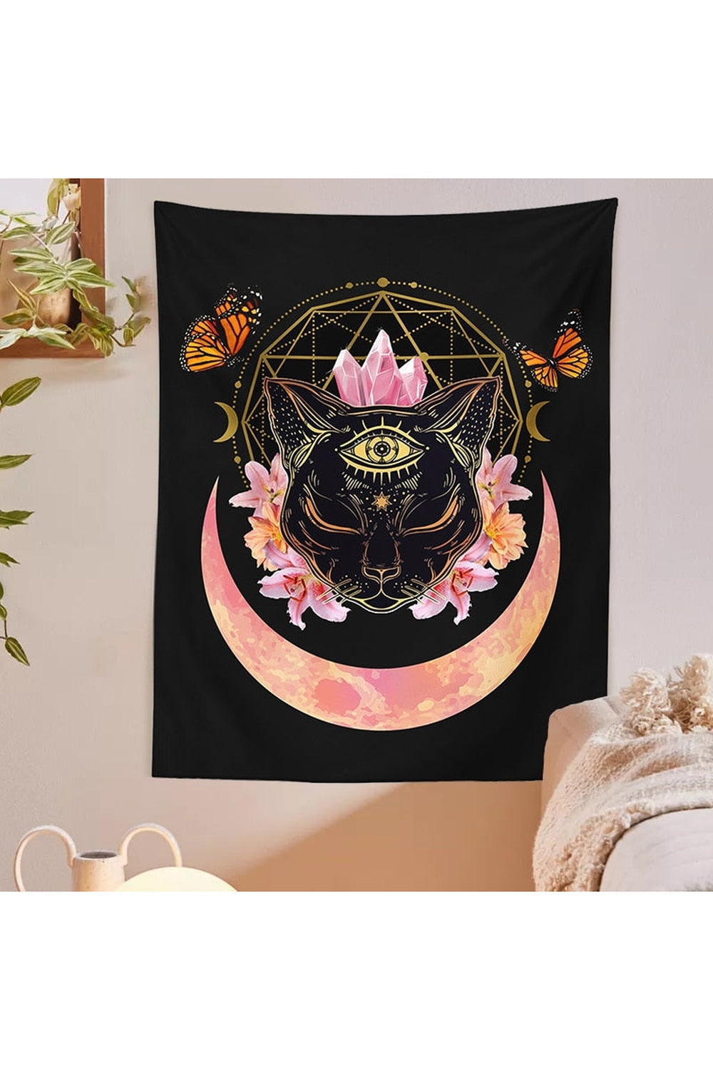 Regal Cat Crown Wall Tapestry