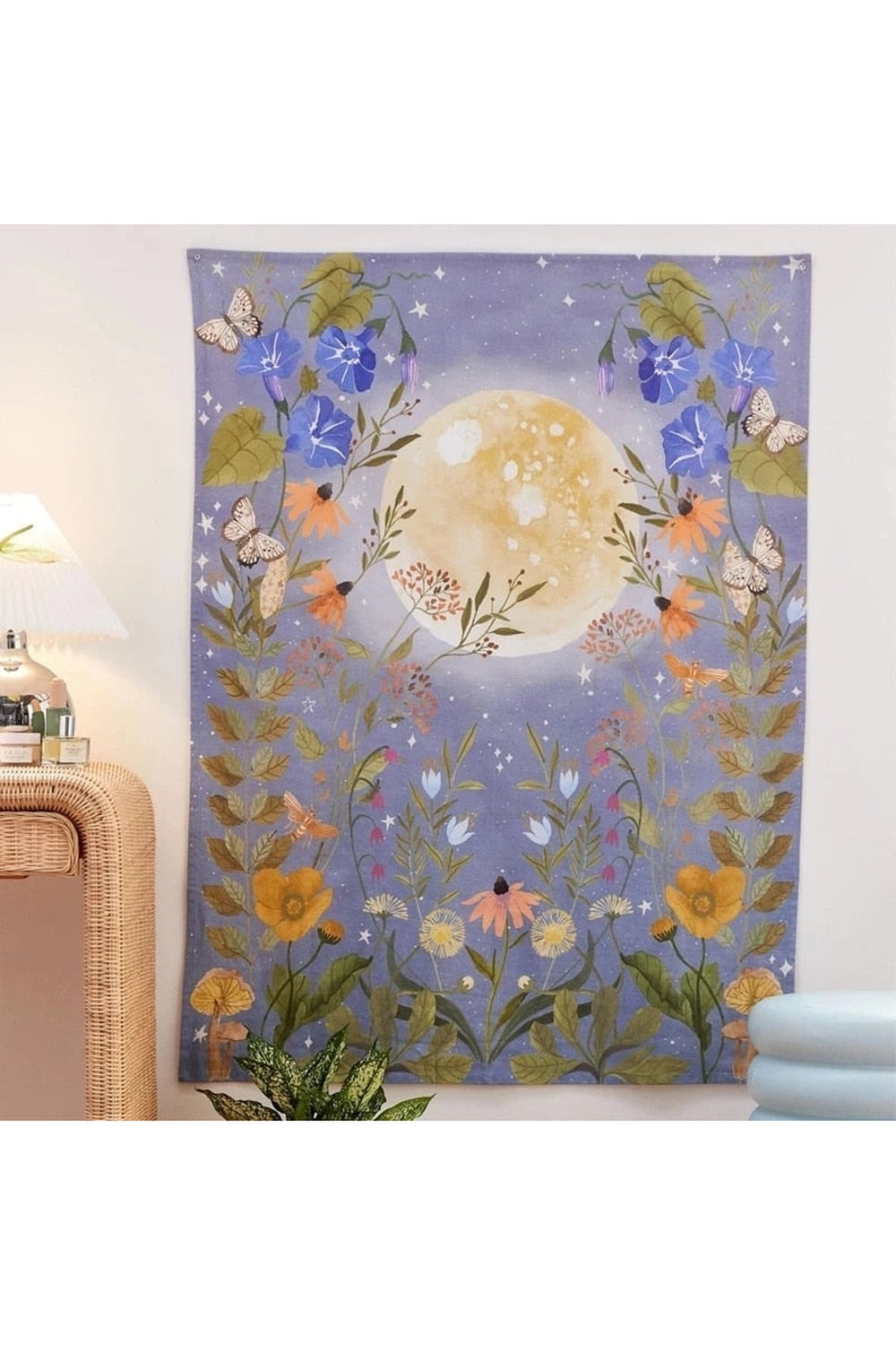 Moon Floral Art Tapestry