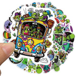 Green Alien Psychedelic Scrapbooking Stickers