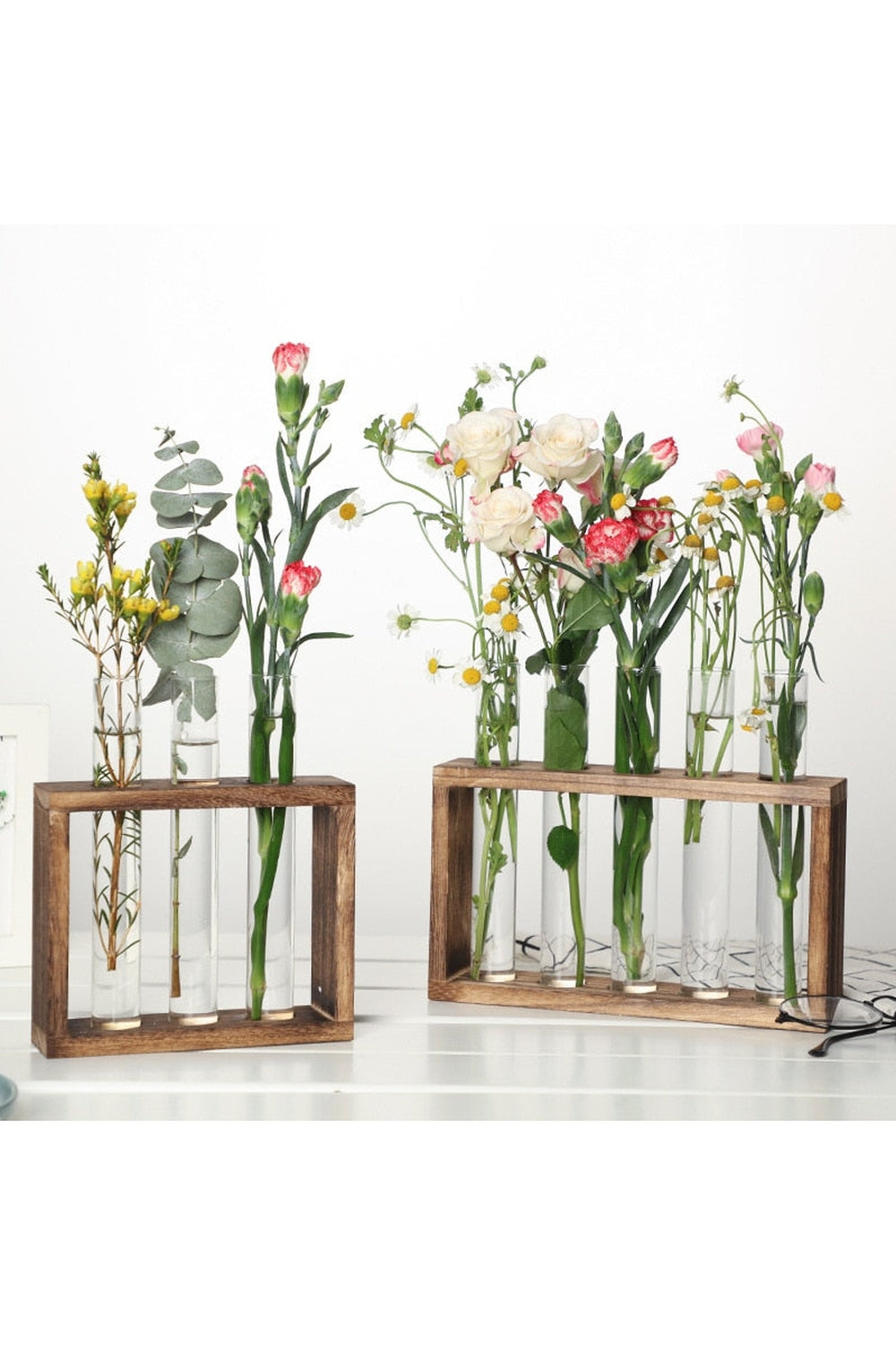 Wooden Hydroponic Plant Vases