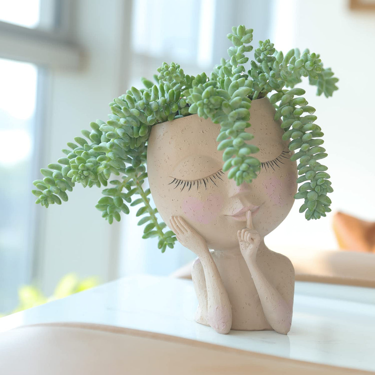 Unique Resin Head Plant Holder