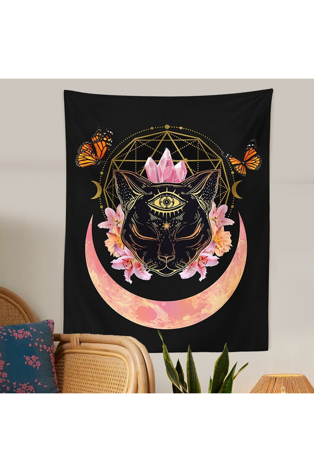 Regal Cat Crown Wall Tapestry