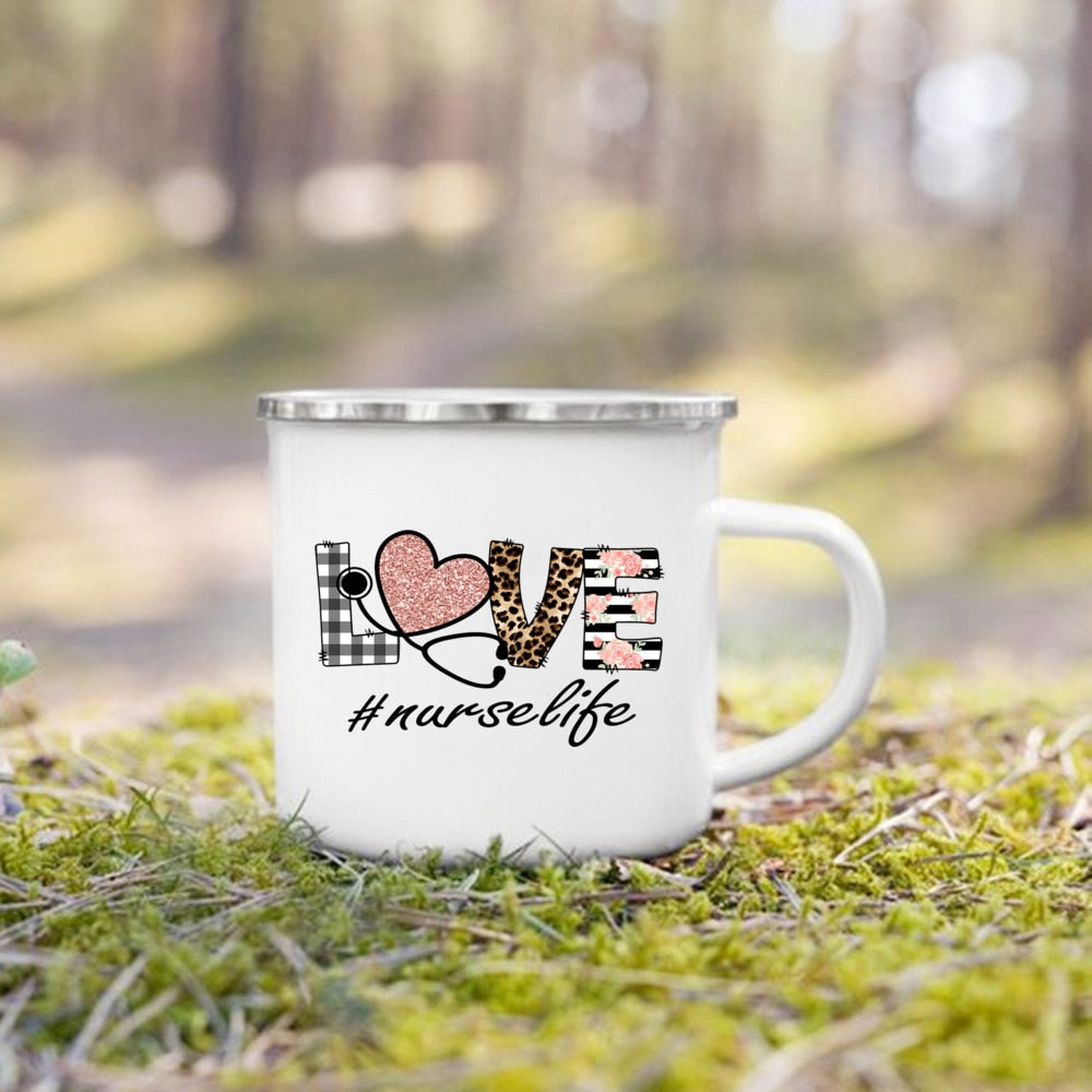 Nurse Life Themed Enamel Mug