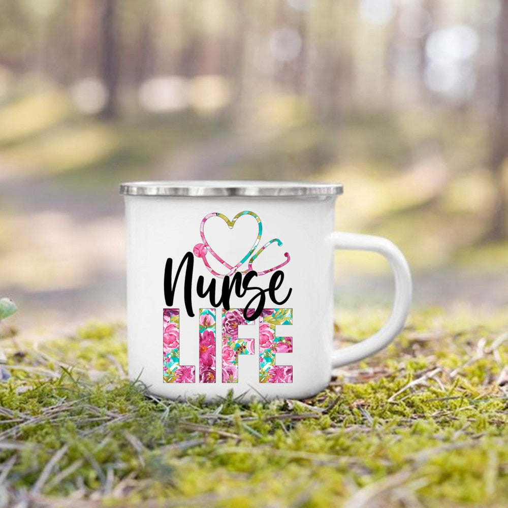 Nurse Life Themed Enamel Mug