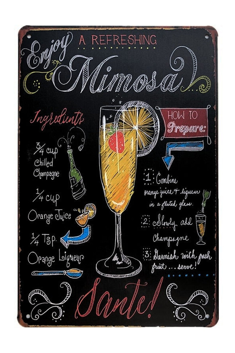 Cocktails Themed Metal Poster