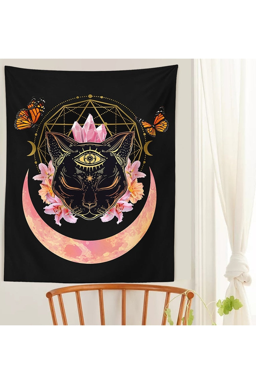 Regal Cat Crown Wall Tapestry