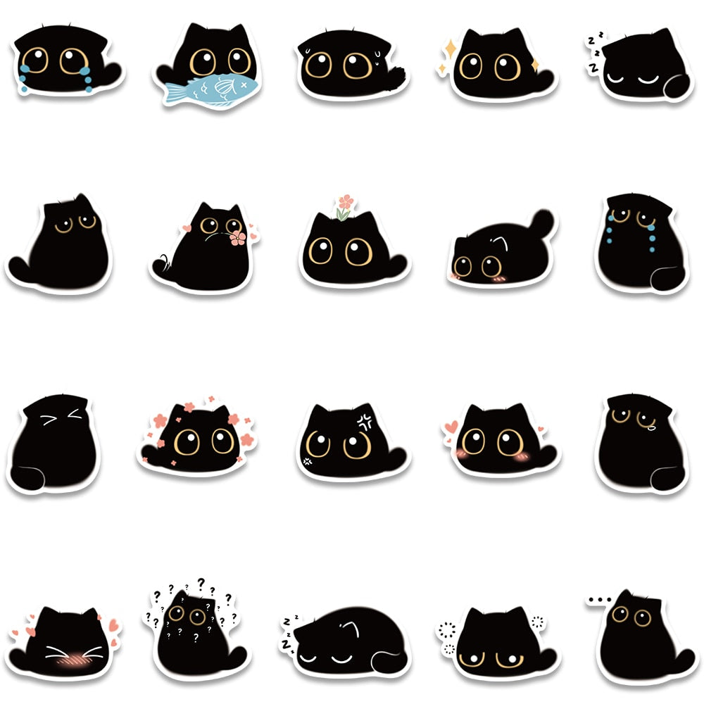 Black Cat Laptop Sticker Set